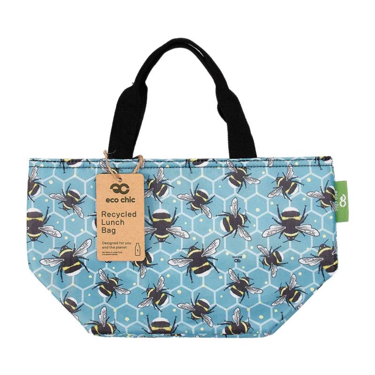 Eco Chic Lightweight Foldable Lunch Bag Bumble Bees Blue