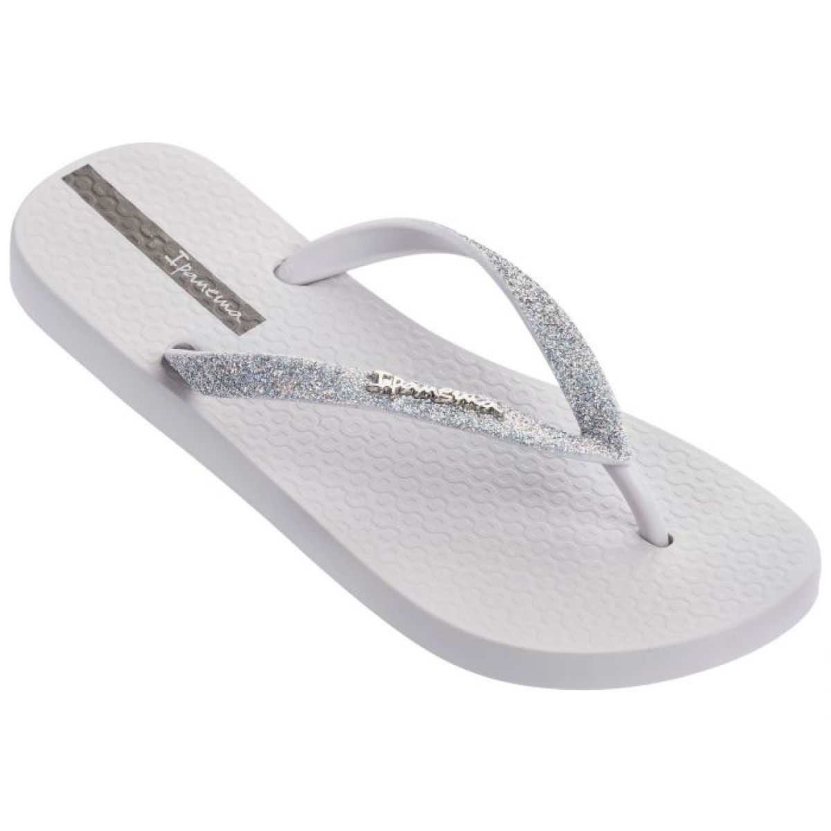 white glitter flip flops