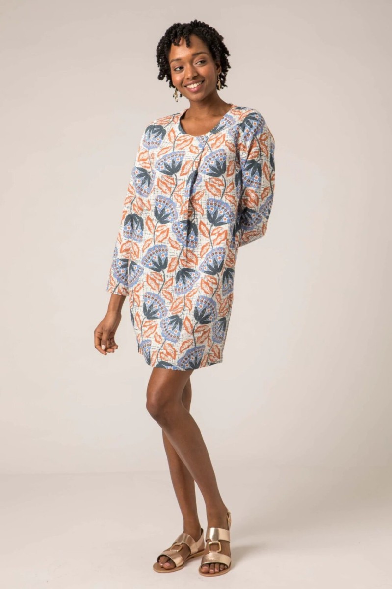 Mistral Tribal Flower Crossover Neck Tunic Flagship Boutique