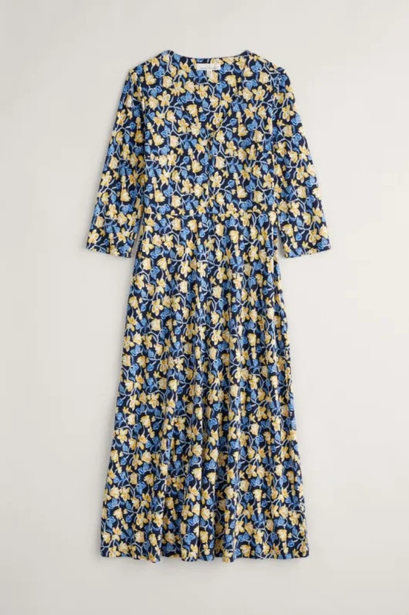 Seasalt Ava Jersey V Neck Dress Cyclamen Maritime