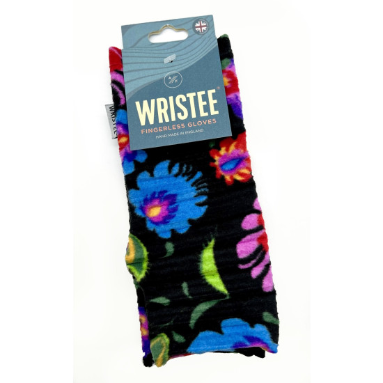 Anna Falcke Wristee Fingerless Gloves - Black Floral