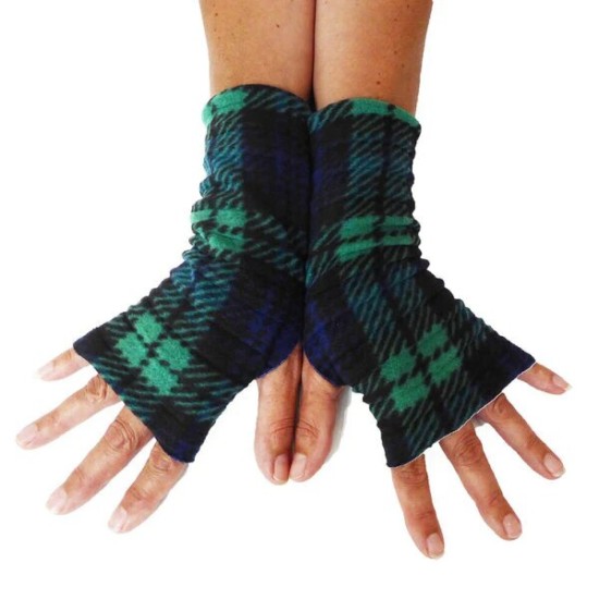 Anna Falcke Wristee Fingerless Gloves - Black Watch Tartan
