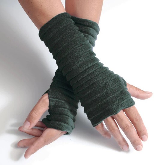 Anna Falcke Wristee Fingerless Gloves - Bottle Green