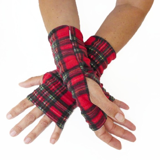 Anna Falcke Wristee Fingerless Gloves - Red Tartan