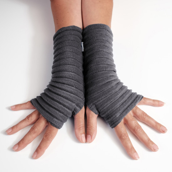 Anna Falcke Wristee Fingerless Gloves - Charcoal Grey