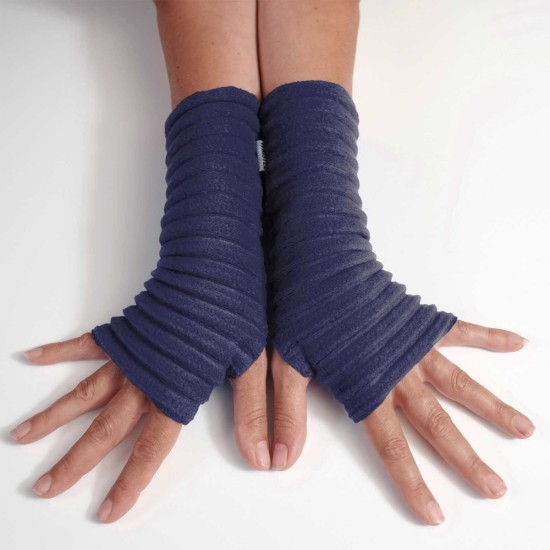 Anna Falcke Wristee Fingerless Gloves - Navy Blue