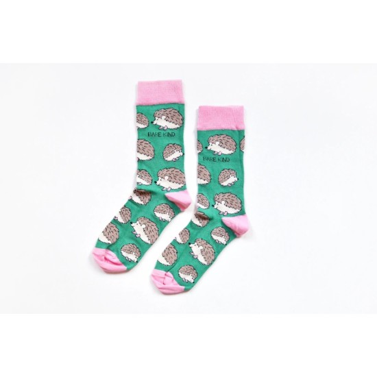 Bare Kind 'Save the Hedgehogs' Bamboo Socks - Green / Pink