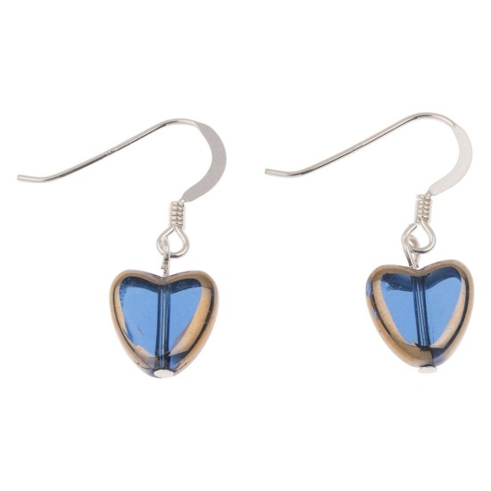 Carrie Elspeth Blue Gold Edged Hearts Earrings - EH1681