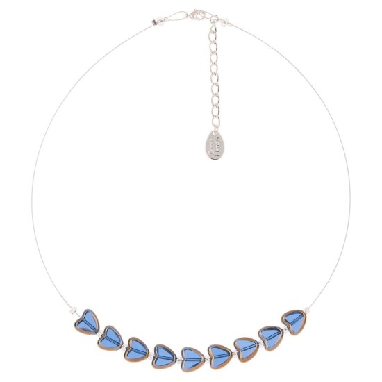 Carrie Elspeth Blue Gold Edged Hearts Necklace - N1681