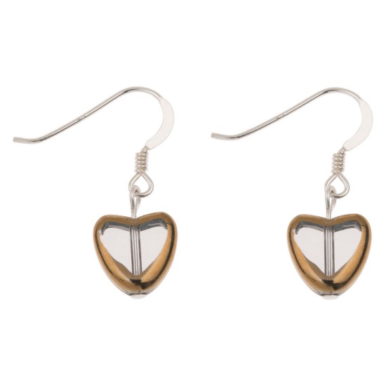 Carrie Elspeth Clear Gold Edged Hearts Earrings - EH1680