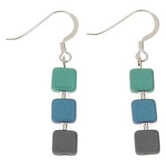 Carrie Elspeth Green/Blue/Black Pastel Geo Earrings - EH1776C