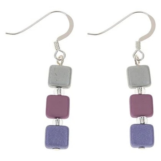 Carrie Elspeth Grey/Pink/Purple Pastel Geo Earrings - EH1776B