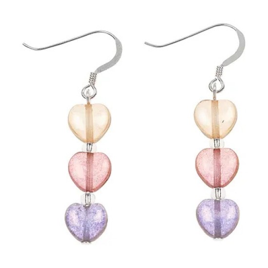 Carrie Elspeth Lustre Hearts Earrings - Pink/Purple - EH1802a