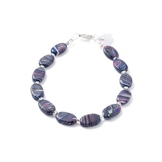 Carrie Elspeth Marbled Ceramic Ovals Bracelet - Purple - B1896-97