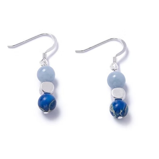 Carrie Elspeth Medley Gemstone Earrings - Angelite & Lapis