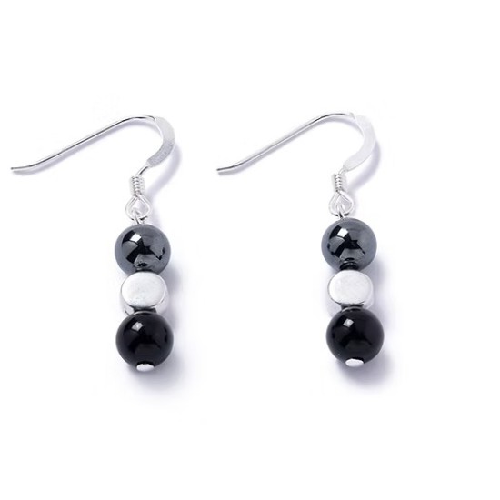 Carrie Elspeth Medley Gemstone Earrings - Onyx & Haematite