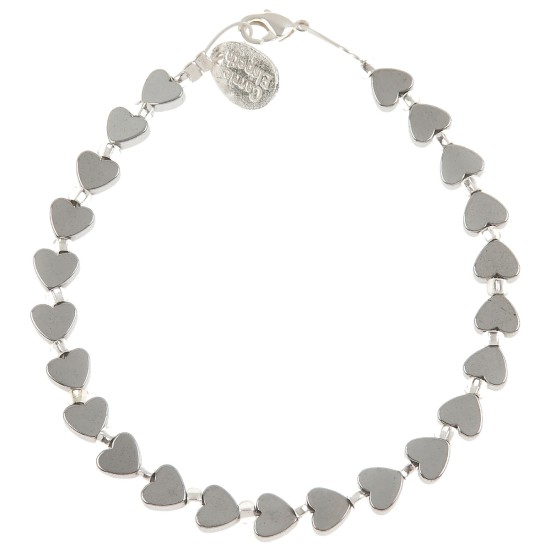 Carrie Elspeth Mini Haematite Heart Bracelet - B1102