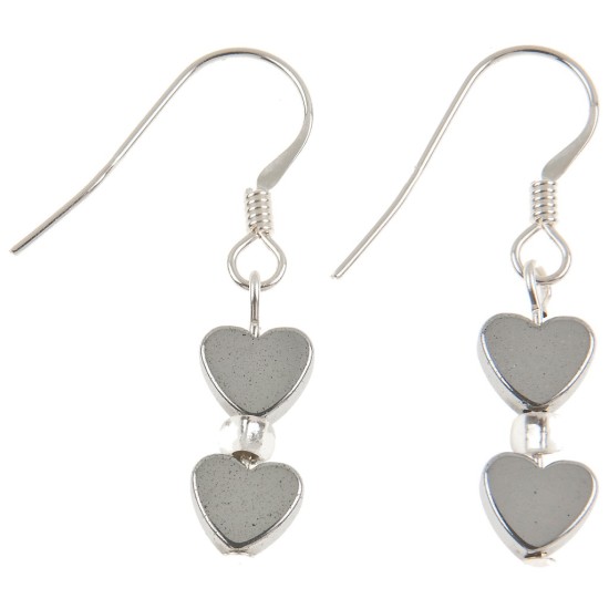 Carrie Elspeth Mini Haematite Heart Earrings - Silver - EH1102