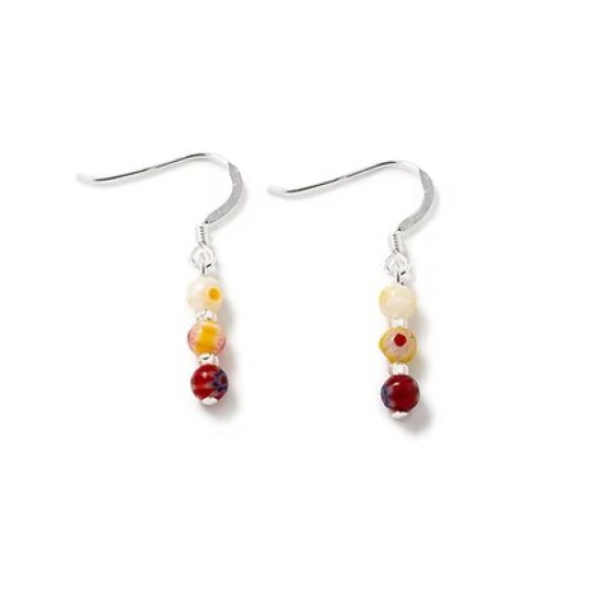 Carrie Elspeth Mini Millefiori Cubes Earrings - Reds - EH1912B