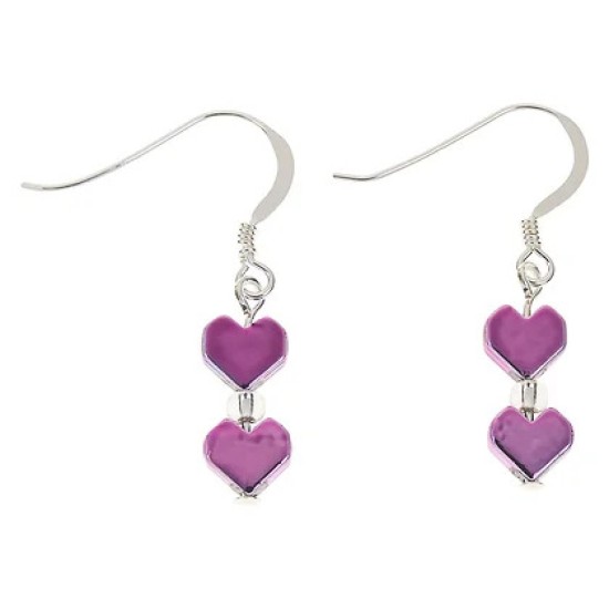 Carrie Elspeth Ombre Haematite Heart Earrings - Pink - EH1784a