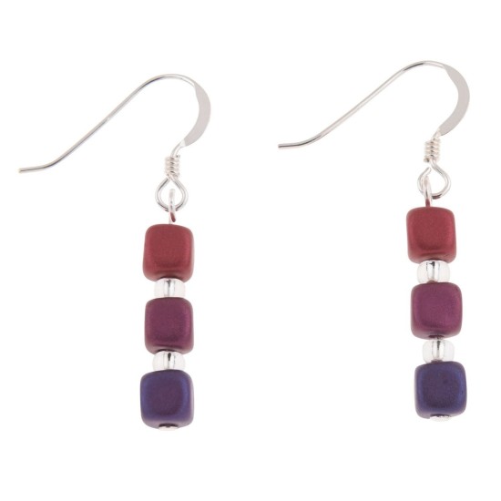 Carrie Elspeth Purples Satin Cubes Earrings - EH1614b