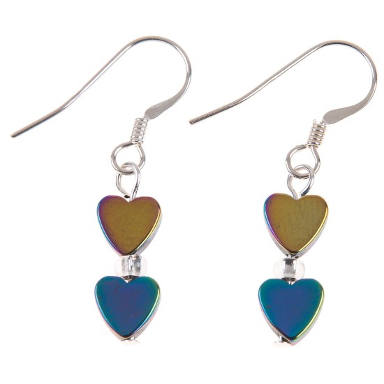Carrie Elspeth Rainbow Haematite Hearts Earrings - EH1231