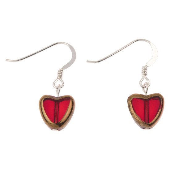 Carrie Elspeth Red Gold Edged Hearts Earrings - EH1682