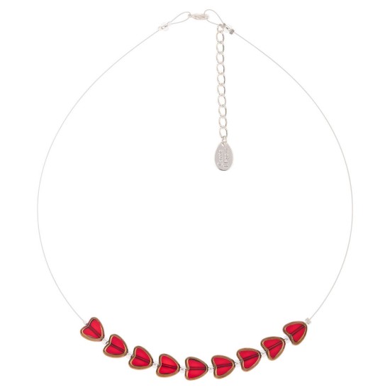Carrie Elspeth Red Gold Edged Hearts Necklace - N1682