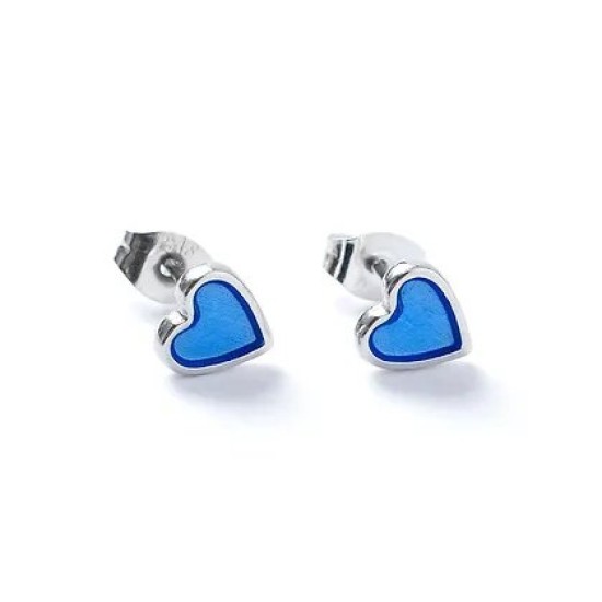 Carrie Elspeth Silver Heart Enamel Stud Earrings - Cobalt - ES065