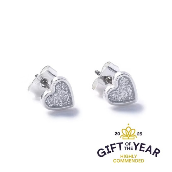 Carrie Elspeth Silver Sparkle Heart Earring Studs - Silver - ES111