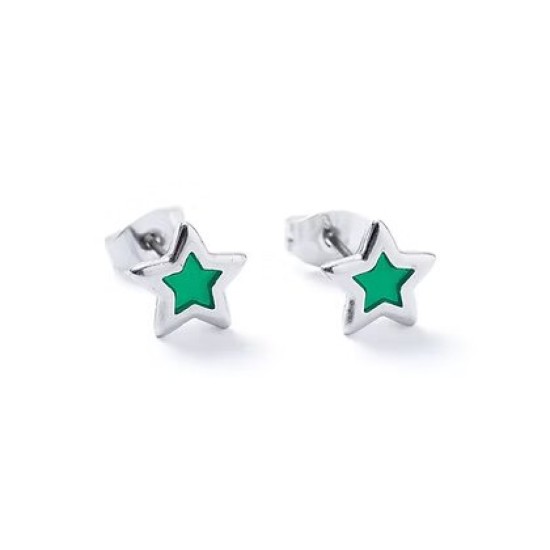Carrie Elspeth Silver Star Stud Earrings - Green - ES074