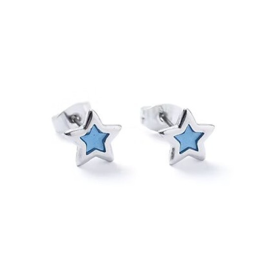Carrie Elspeth Silver Star Stud Earrings - Light Blue - ES073