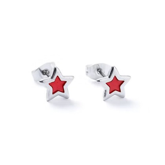 Carrie Elspeth Silver Star Stud Earrings - Red - ES070