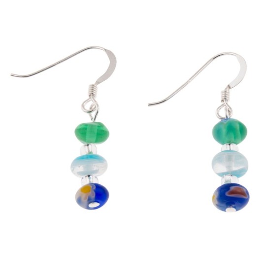 Carrie Elspeth Spring Blues Millefiori Earrings - EH1616b