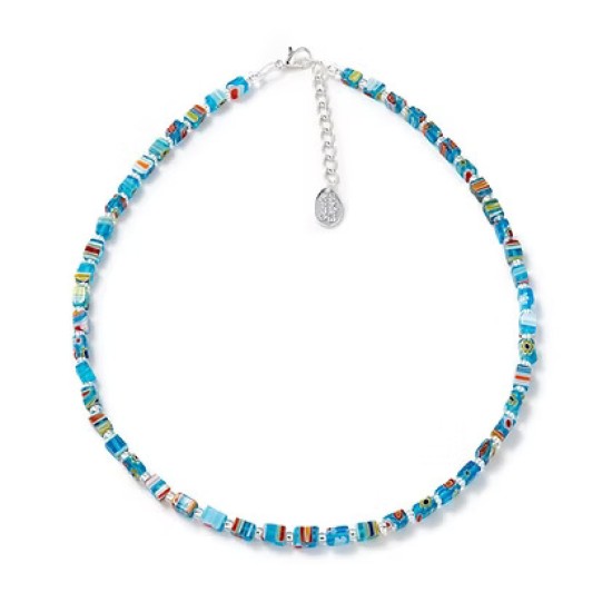 Carrie Elspeth Turquoise Millefiori Cubes Full Necklace - N1914