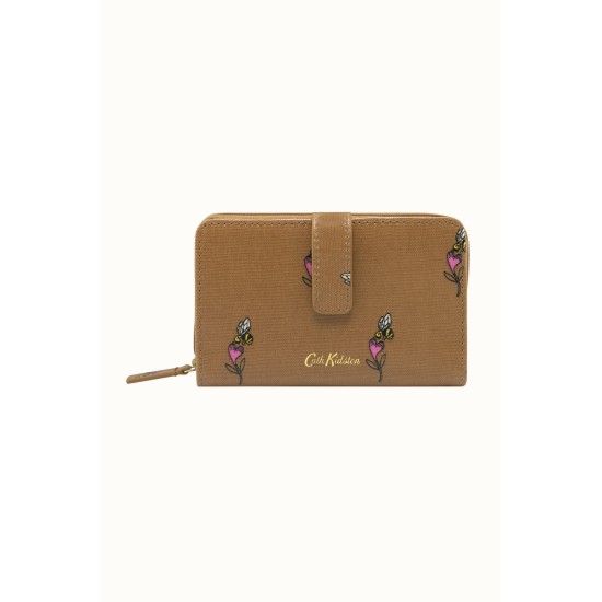 Cath Kidston Bee & Heart Folded Zip Wallet - Camel