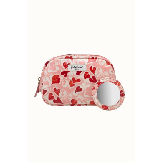 Cath Kidston Marble Hearts Ditsy Classic Make Up Case - Pink