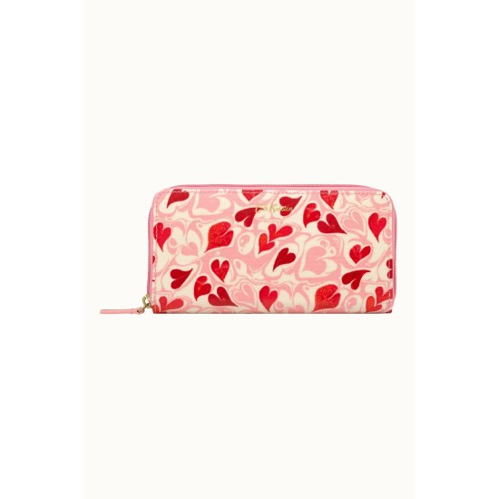 Cath Kidston Marble Hearts Ditsy Continental Zip Wallet - Pink