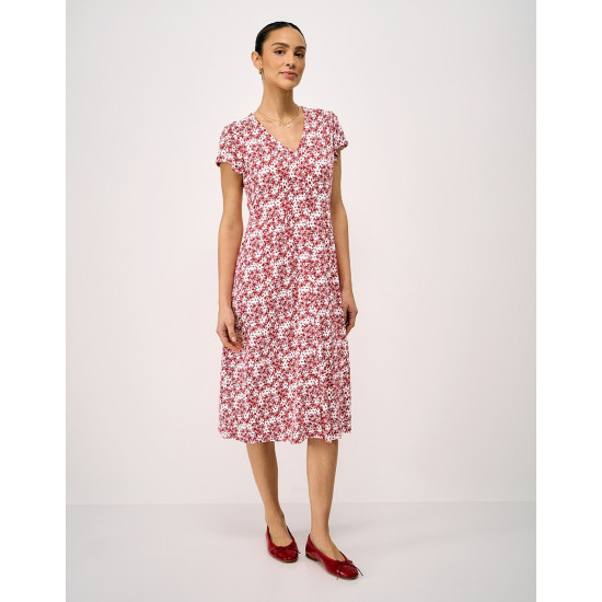Crew Clothing Alyssia Button Through Floral Dress in Red