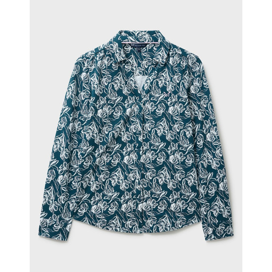 Crew Clothing Cotton Jersey Shirt - Teal Blue Floral