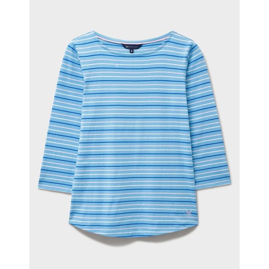 Crew Clothing Essential Breton Top in Blue, White & Pink Stripe