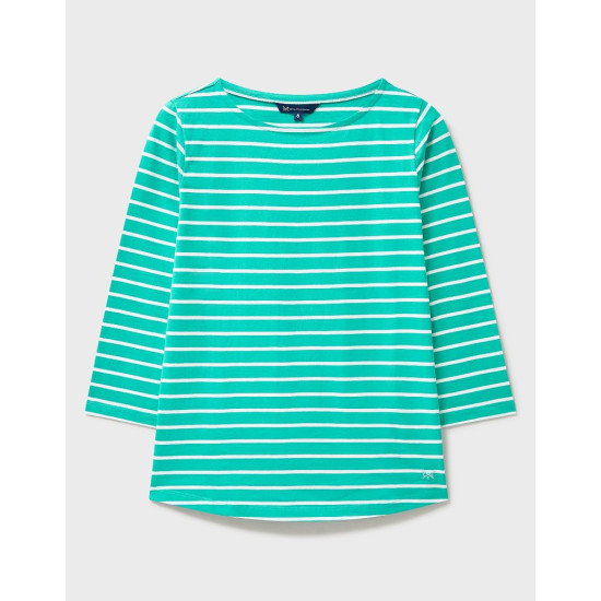 Crew Clothing Essential Breton Top in Teal Blue & White Stripe