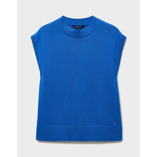 Crew Clothing Harmony Crew Neck Knitted Vest in Bright Blue