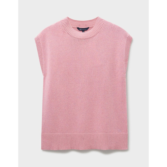 Crew Clothing Harmony Crew Neck Knitted Vest in Pink