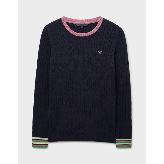 Crew Clothing Heritage Jumper with Cashmere in Navy