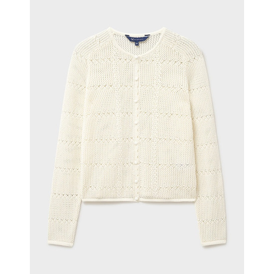 Crew Clothing Lace Knit Cardigan in Ivory