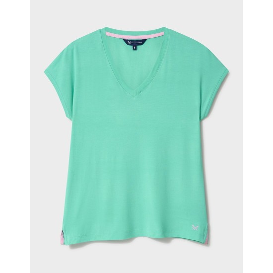 Crew Clothing Modal V-Neck Tee in Turquoise