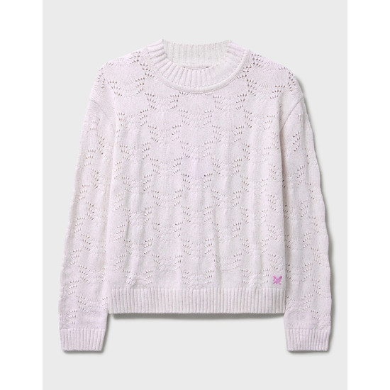 Crew Clothing Painted Nepp Yarn Jumper - White & Pink