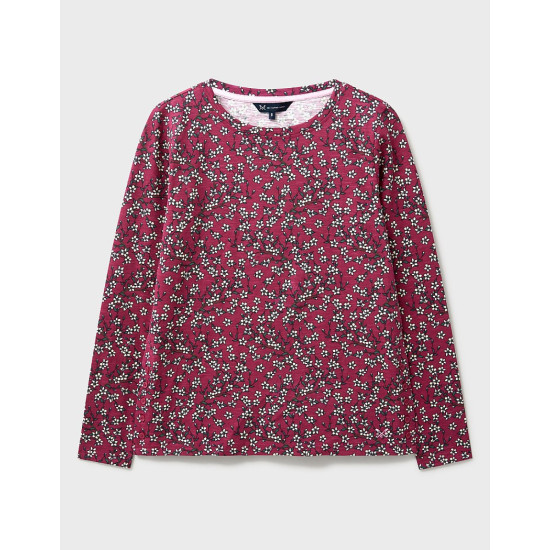 Crew Clothing Printed Cassandra Top in Red Cherry Blossom
