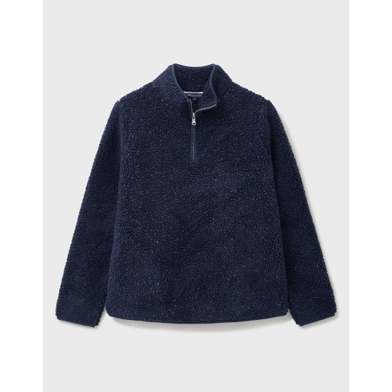 Crew Clothing Speckled Nepp Half Zip Fleece - Navy